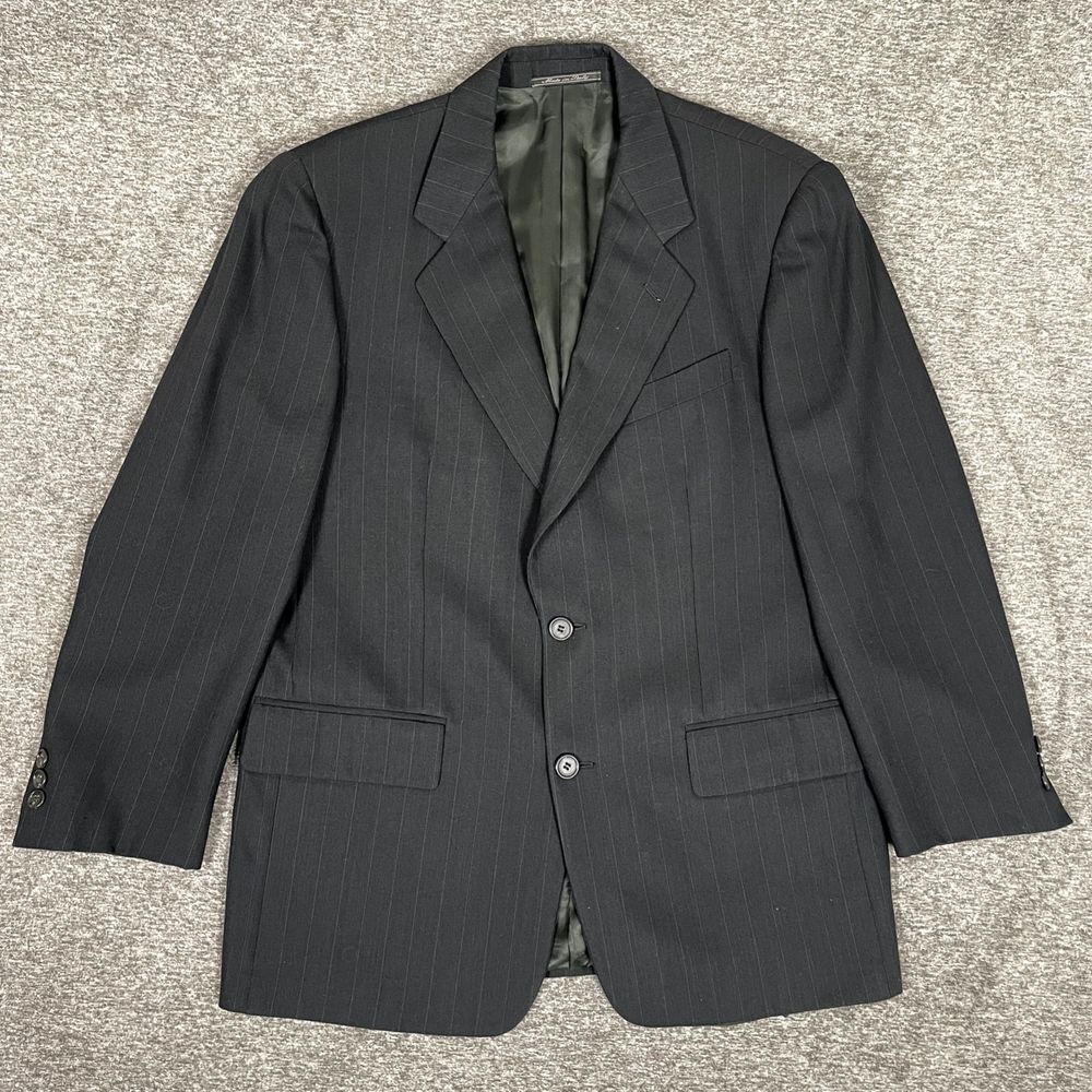 Corneliani Blazer‎ Mens Size 50 (US 40) Black Gray Pinstripe 2 Button Coat ITALY